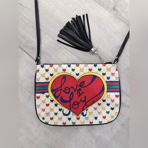 Brighton Love & Joy Reversible Crossbody Clutch Heart Bow Tassel Bag